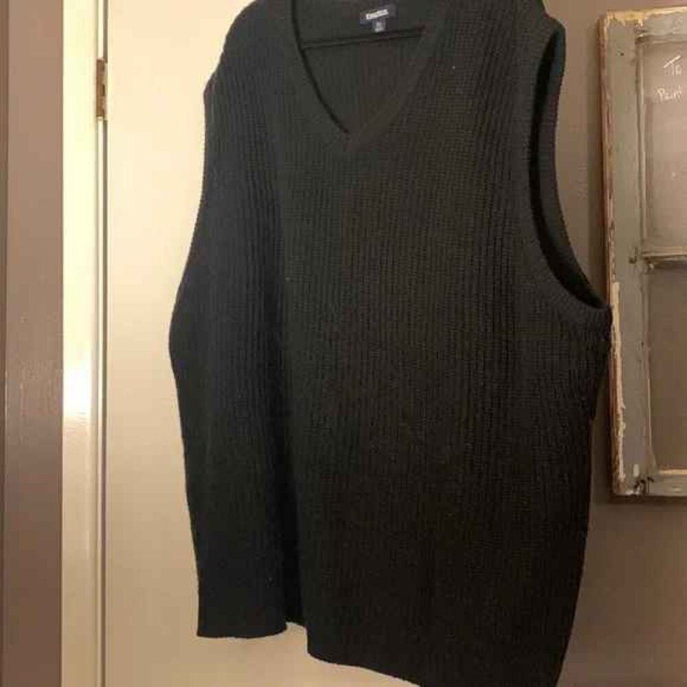Kingsize Sweater Vest Black Knit 2XL